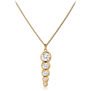 GOLD PVD COATED SURGICAL STEEL JEWELLED NECKLACE WITH PENDANT - CIRCLES