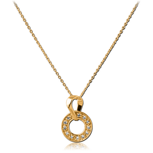 GOLD PVD COATED SURGICAL STEEL JEWELLED NECKLACE WITH PENDANT