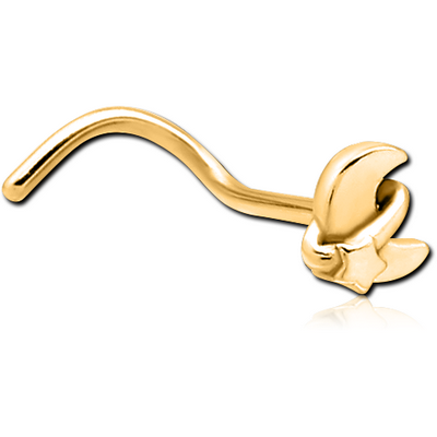 GOLD PVD COATED SURGICAL STEEL CURVED NOSE STUD