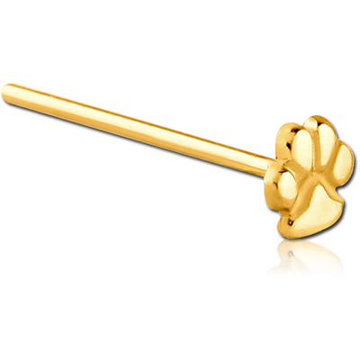 GOLD PVD COATED SURGICAL STEEL STRAIGHT NOSE STUD - PAW