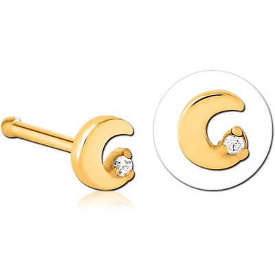GOLD PVD COATED SURGICAL STEEL JEWELLED NOSE BONE
