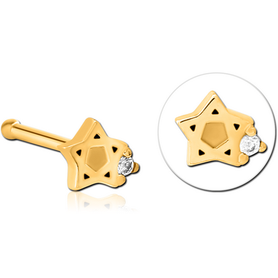 GOLD PVD COATED SURGICAL STEEL JEWELLED NOSE BONE