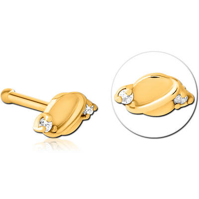 GOLD PVD COATED SURGICAL STEEL JEWELLED NOSE BONE
