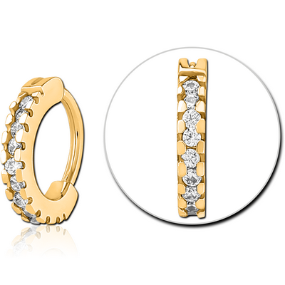 GOLD PVD COATED SURGICAL STEEL JEWELLED NOSE RING CLICKER