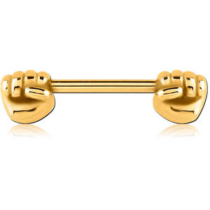 GOLD PVD COATED SURGICAL STEEL NIPPLE BAR - FIST