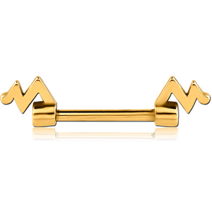 GOLD PVD COATED SURGICAL STEEL NIPPLE BAR - PULSE