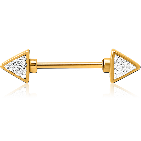 SURGICAL STEEL CRYSTALINE JEWELLED NIPPLE SHIELD - TWO HEADED ARROW