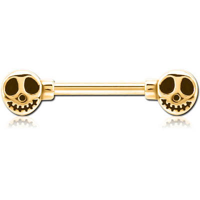GOLD PVD COATED SURGICAL STEEL NIPPLE BAR - GHOST