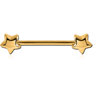 GOLD PVD COATED SURGICAL STEEL NIPPLE BAR - STARS