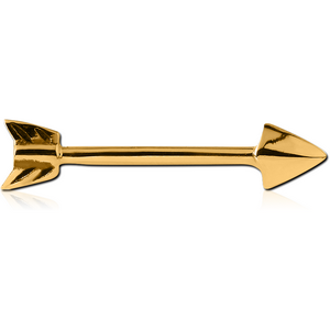 GOLD PVD COATED SURGICAL STEEL NIPPLE BAR - ARROW