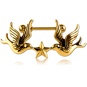 GOLD PVD COATED SURGICAL STEEL NIPPLE SHIELD - PIDGINS AND STAR