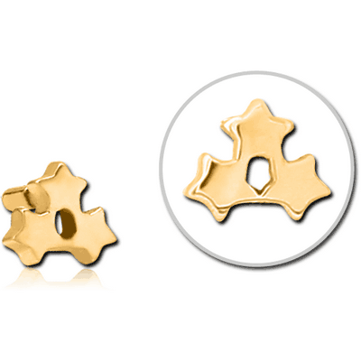GOLD PVD COATED SURGICAL STEEL PUSH FIT ATTACHMENT FOR BIOFLEX INTERNAL LABRET - TRIPLE STAR
