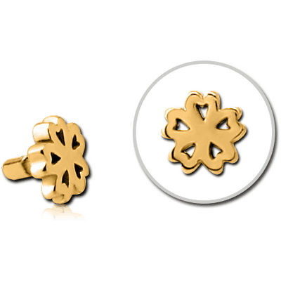 GOLD PVD COATED SURGICAL STEEL PUSH FIT ATTACHMENT FOR BIOFLEX INTERNAL LABRET - CLOVER