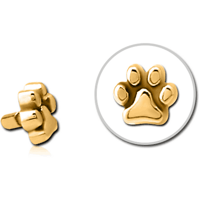 GOLD PVD COATED SURGICAL STEEL PUSH FIT ATTACHMENT FOR BIOFLEX INTERNAL LABRET - PLAIN ANIMAL PAW