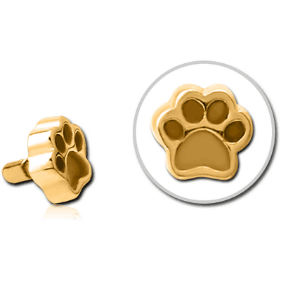 GOLD PVD COATED SURGICAL STEEL PUSH FIT ATTACHMENT FOR BIOFLEX INTERNAL LABRET - ANIMAL PAW INDENT