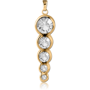 GOLD PVD COATED SURGICAL STEEL JEWELLED PENDANT - CIRCLES