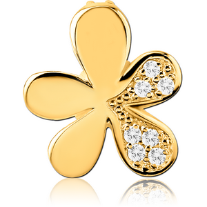 GOLD PVD COATED SURGICAL STEEL JEWELLED PENDANT - FLOWER