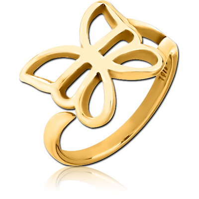GOLD PVD COATED SURGICAL STEEL OPEN RING - BUTTERFLY