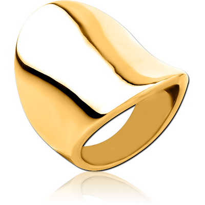 GOLD PVD COATED SURGICAL STEEL RING - WIDE CONCAVE
