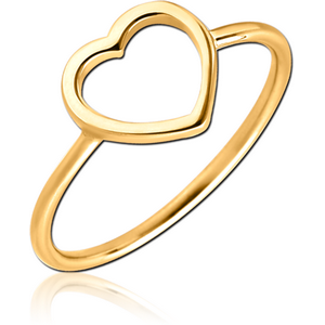 GOLD PVD COATED SURGICAL STEEL RING - HEART