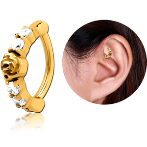 GOLD PVD COATED SURGICAL STEEL PRONG SET JEWELLED ROOK CLICKER