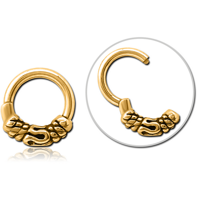 GOLD PVD COATED SURGICAL STEEL HINGED CLICKER - BALI AND ROPE