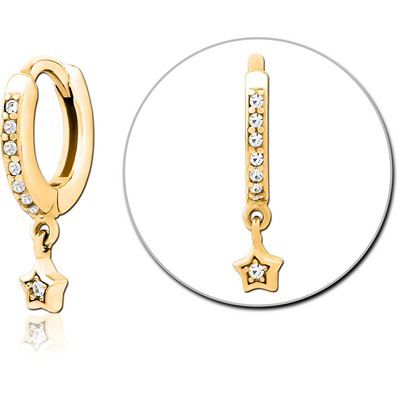 GOLD PVD COATED SURGICAL STEEL JEWELLED MULTI PURPOSE HUGGIE PIERCING