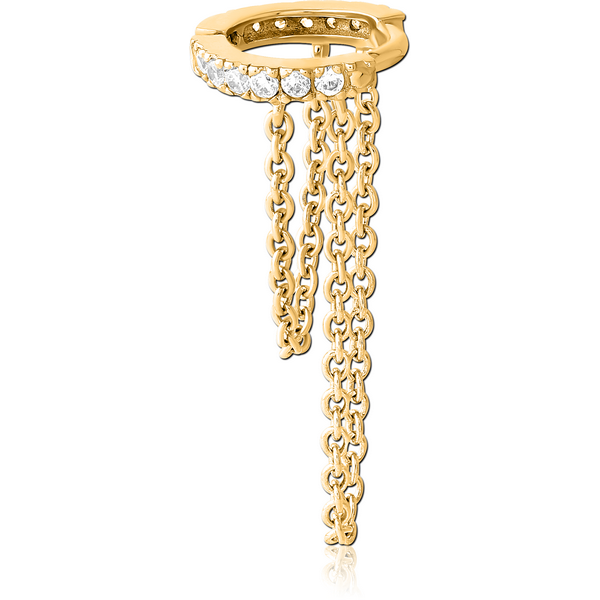 GOLD PVD COATED SURGICAL STEEL JEWELLED MULTI PURPOSE HUGGIE PIERCING