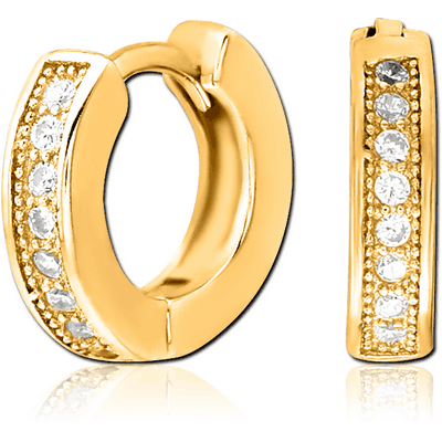 GOLD PVD COATED SURGICAL STEEL JEWELLED HUGGIES PAIR