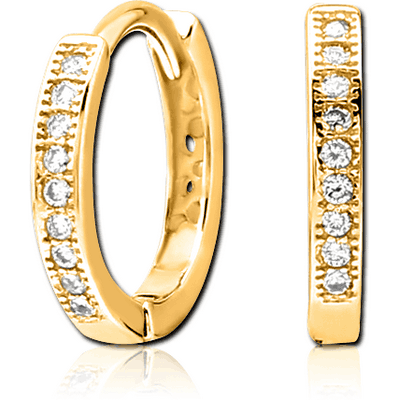 GOLD PVD COATED SURGICAL STEEL JEWELLED HUGGIES PAIR