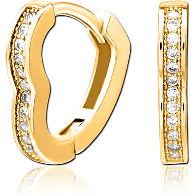 GOLD PVD COATED SURGICAL STEEL JEWELLED HUGGIES PAIR