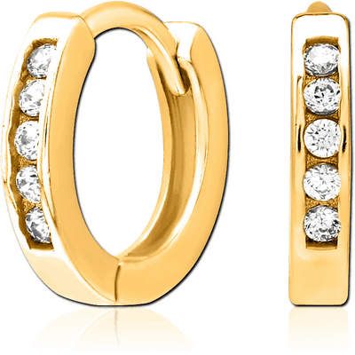 GOLD PVD COATED SURGICAL STEEL JEWELLED HUGGIES PAIR