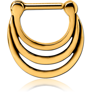 GOLD PVD COATED SURGICAL STEEL HINGED SEPTUM CLICKER