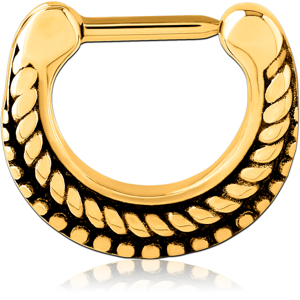 GOLD PVD COATED SURGICAL STEEL HINGED SEPTUM CLICKER RING