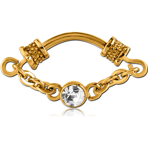 GOLD PVD COATED SURGICAL STEEL JEWELLED SEPTUM CLICKER