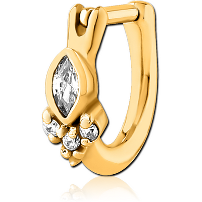 GOLD PVD COATED SURGICAL STEEL JEWELLED TRAGUS CLICKER
