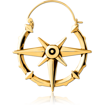 GOLD PVD COATED SURGICAL STEEL HOOP EARRING FOR TUNNEL