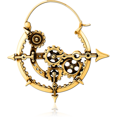 GOLD PVD COATED SURGICAL STEEL HOOP EARRING FOR TUNNEL
