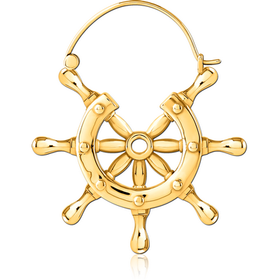 GOLD PVD COATED SURGICAL STEEL HOOP EARRING FOR TUNNEL