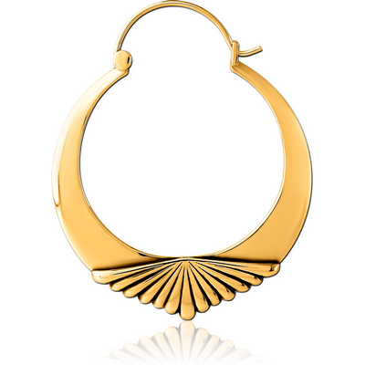 GOLD PVD COATED SURGICAL STEEL HOOP EARRING FOR TUNNEL