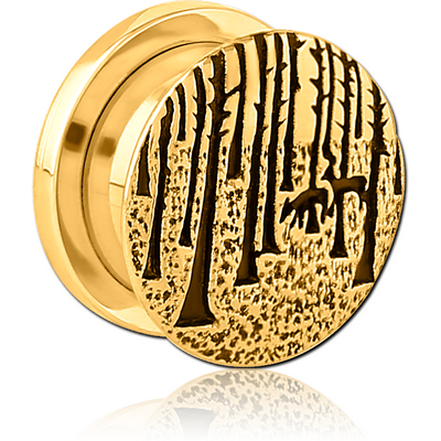 GOLD PVD COATED STAINLESS STEEL THREADED TUNNEL WITH SURGICAL STEEL TOP