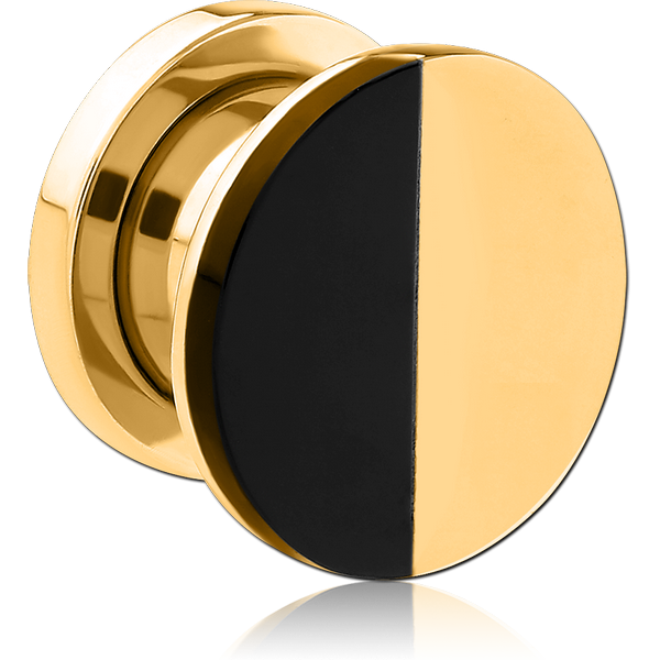 GOLD PVD COATED STAINLESS STEEL THREADED TUNNEL WITH SURGICAL STEEL TOP
