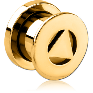 GOLD PVD COATED SURGICAL STEEL THREADED TUNNEL - TRIANGLE