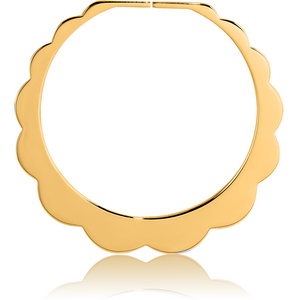GOLD PVD COATED SURGICAL STEEL HOOP EARRINGS FOR TUNNEL - FLOWER