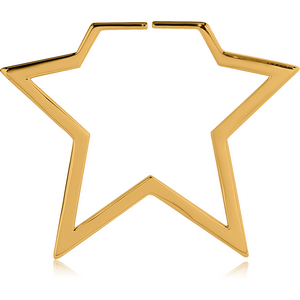 GOLD PVD COATED SURGICAL STEEL HOOP EARRINGS FOR TUNNEL - STAR
