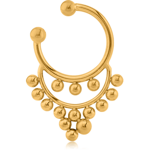 GOLD PVD COATED SURGICAL STEEL FAKE SEPTUM RING - 15 BALLS