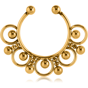GOLD PVD COATED SURGICAL STEEL FAKE SEPTUM RING - 17 BALLS