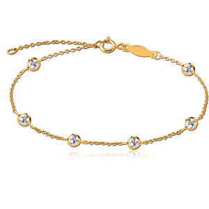 STERLING SILVER 925 GOLD PVD COATED JEWELLED BRACELET - BALL
