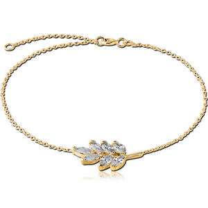 STERLING SILVER 925 GOLD PVD COATED BRACELET - LEAF