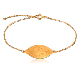 STERLING SILVER 925 GOLD PVD COATED BRACELET - LEAF